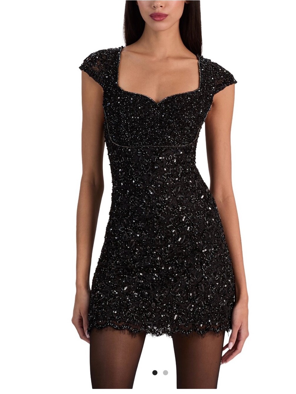 NWT Alice and Olivia Black Sequin Cap-Sleeve Mini Dress. Originally $1,400
